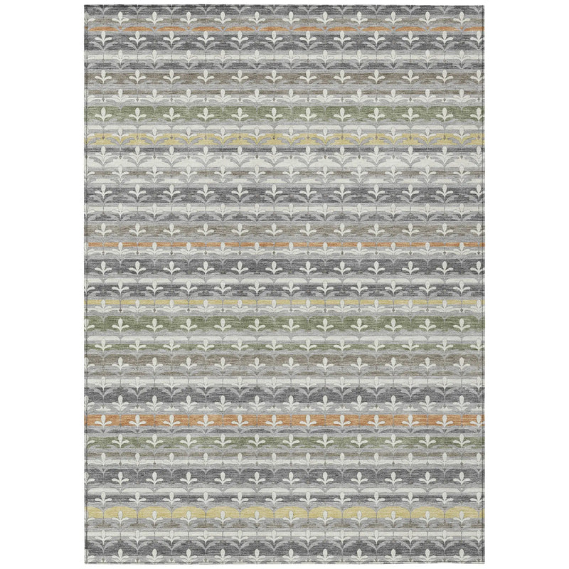 3' X 5' Gray And Silver Damask Washable Indoor Outdoor Area Rug Homeroots Outdoor