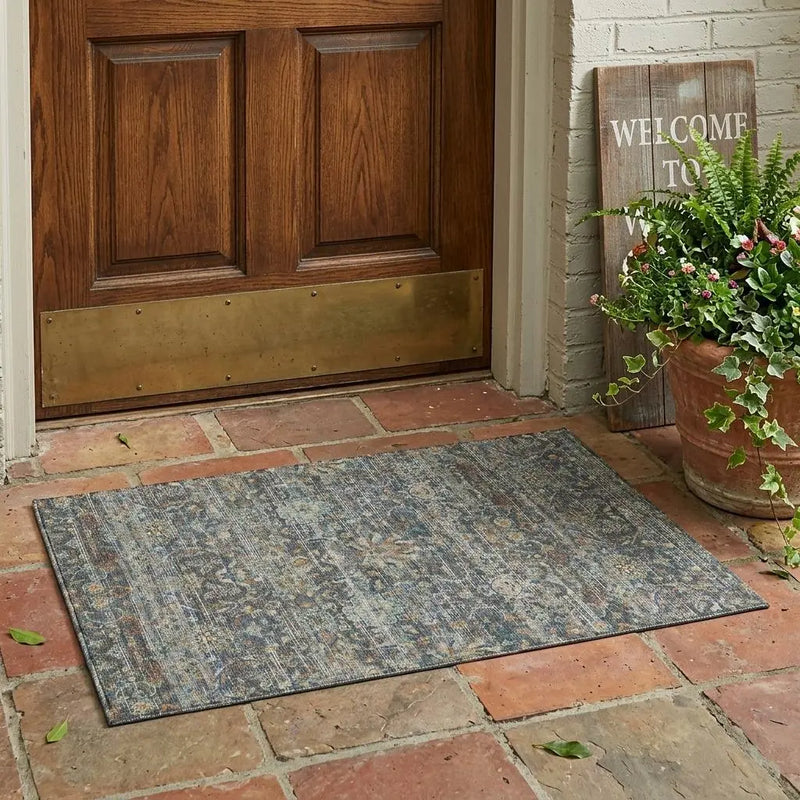 3' X 5' Gray And Silver Floral Medallion Washable Indoor Outdoor Area Rug Homeroots Outdoor