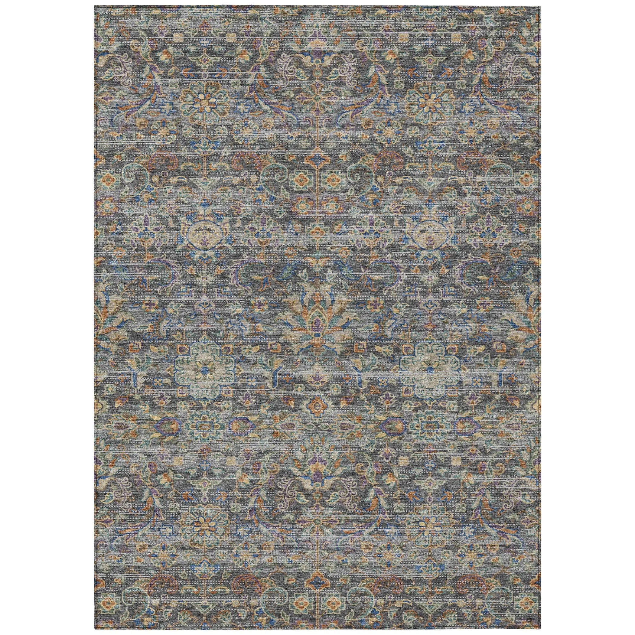 3' X 5' Gray And Silver Floral Medallion Washable Indoor Outdoor Area Rug Homeroots Outdoor