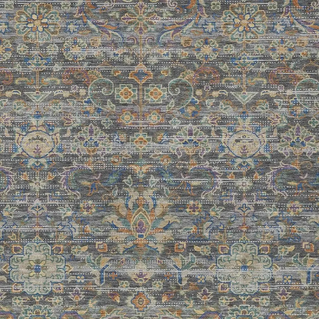 3' X 5' Gray And Silver Floral Medallion Washable Indoor Outdoor Area Rug Homeroots Outdoor