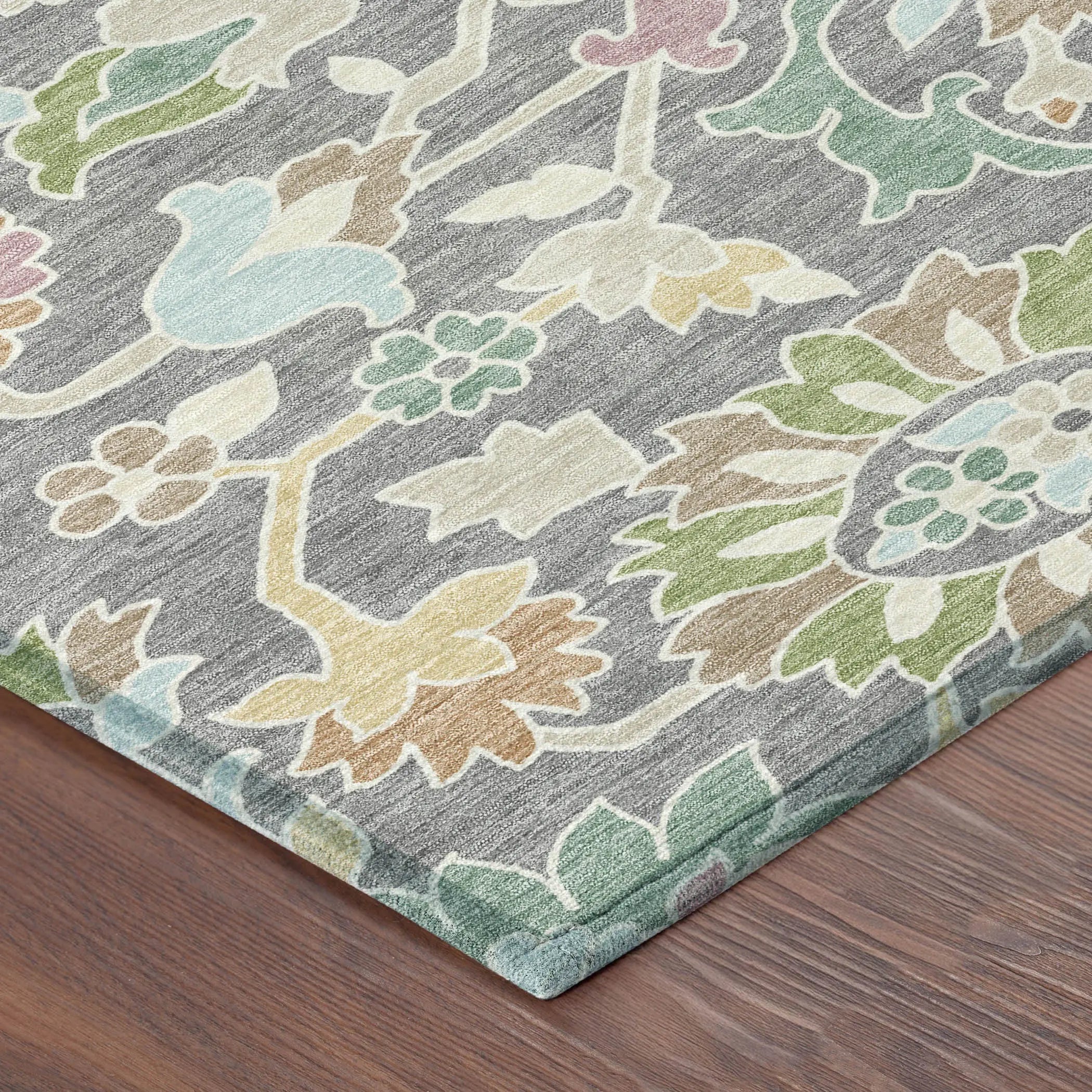 3' X 5' Gray And Silver Floral Washable Indoor Outdoor Area Rug Homeroots Outdoor