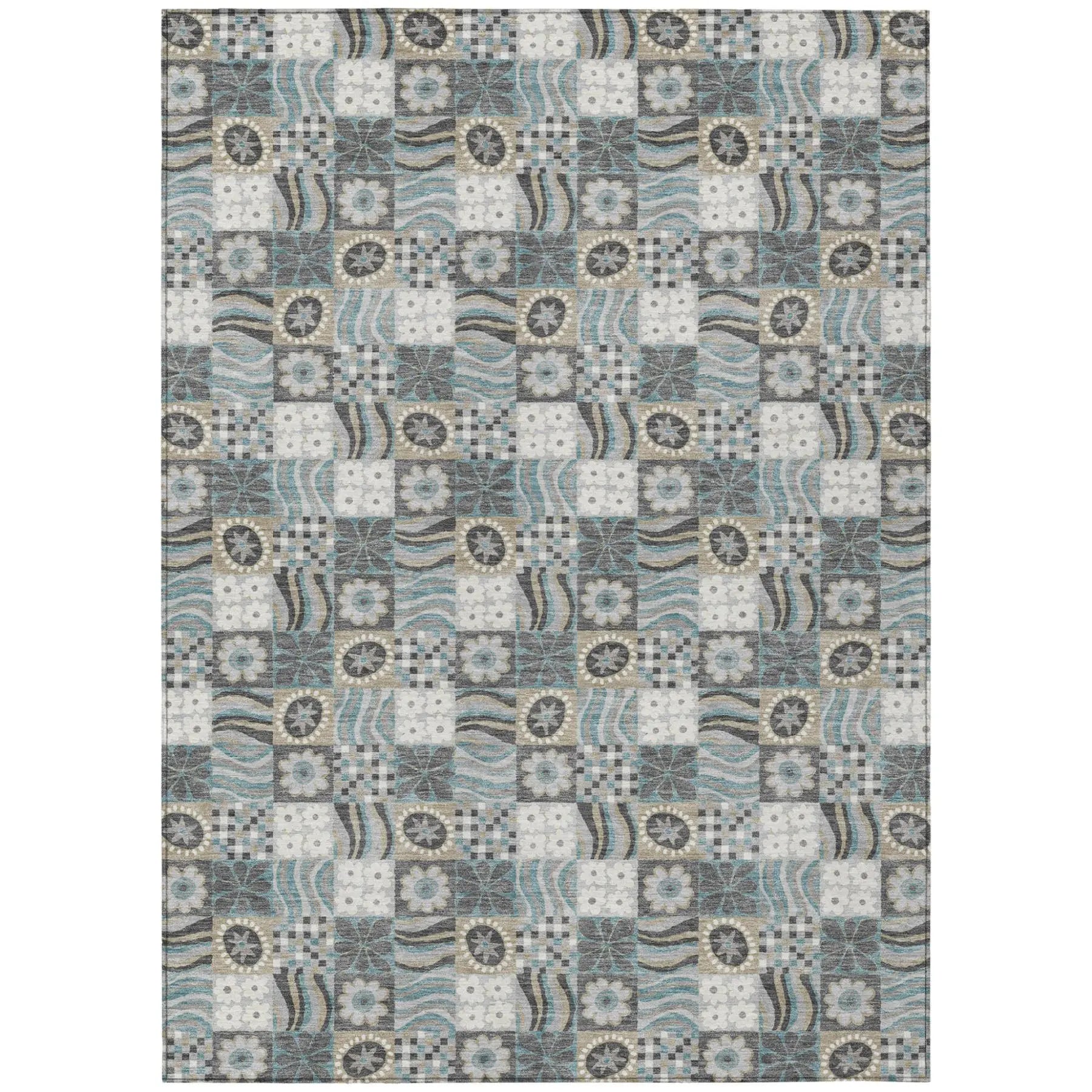 3' X 5' Gray And Silver Floral Washable Indoor Outdoor Area Rug Homeroots Outdoor