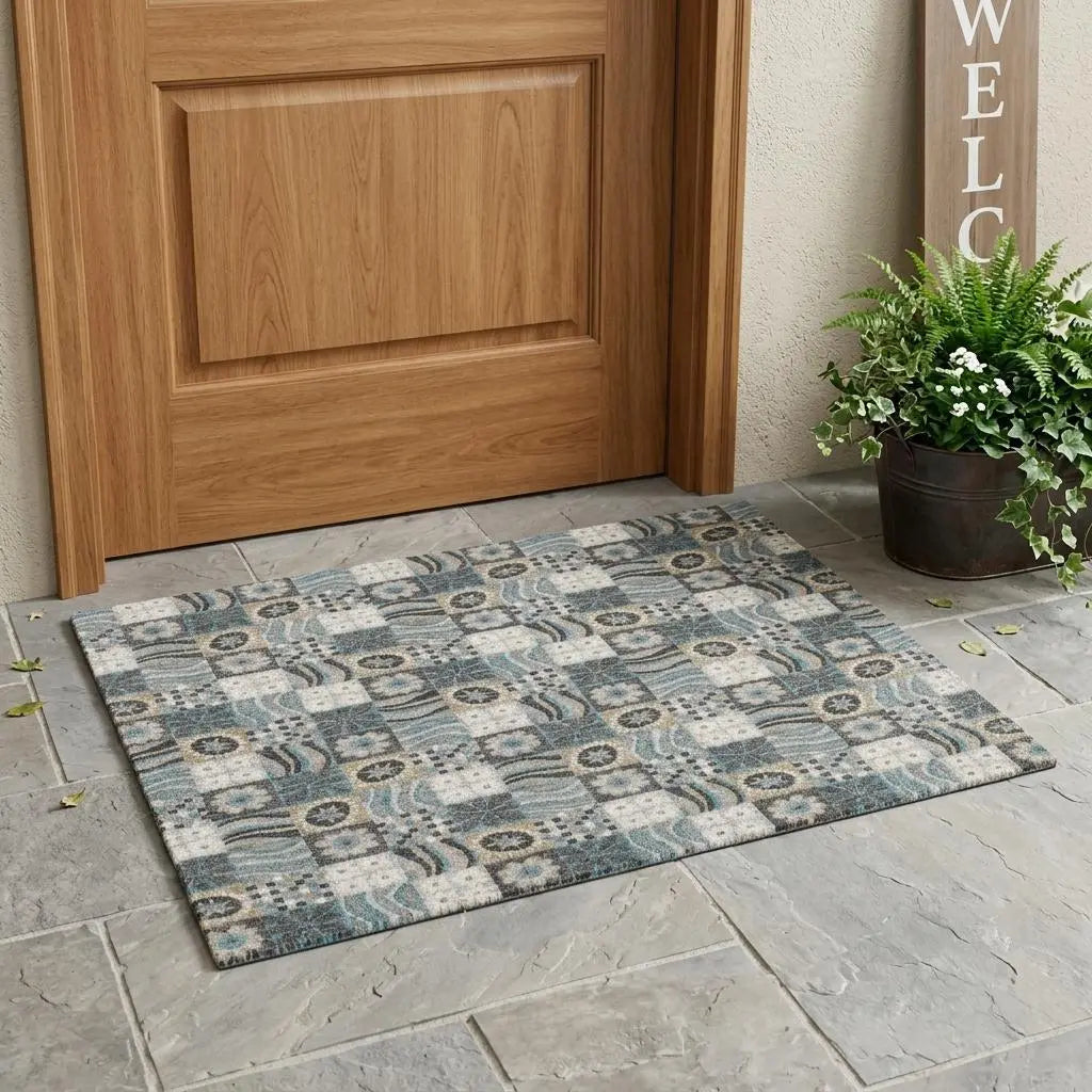 3' X 5' Gray And Silver Floral Washable Indoor Outdoor Area Rug Homeroots Outdoor