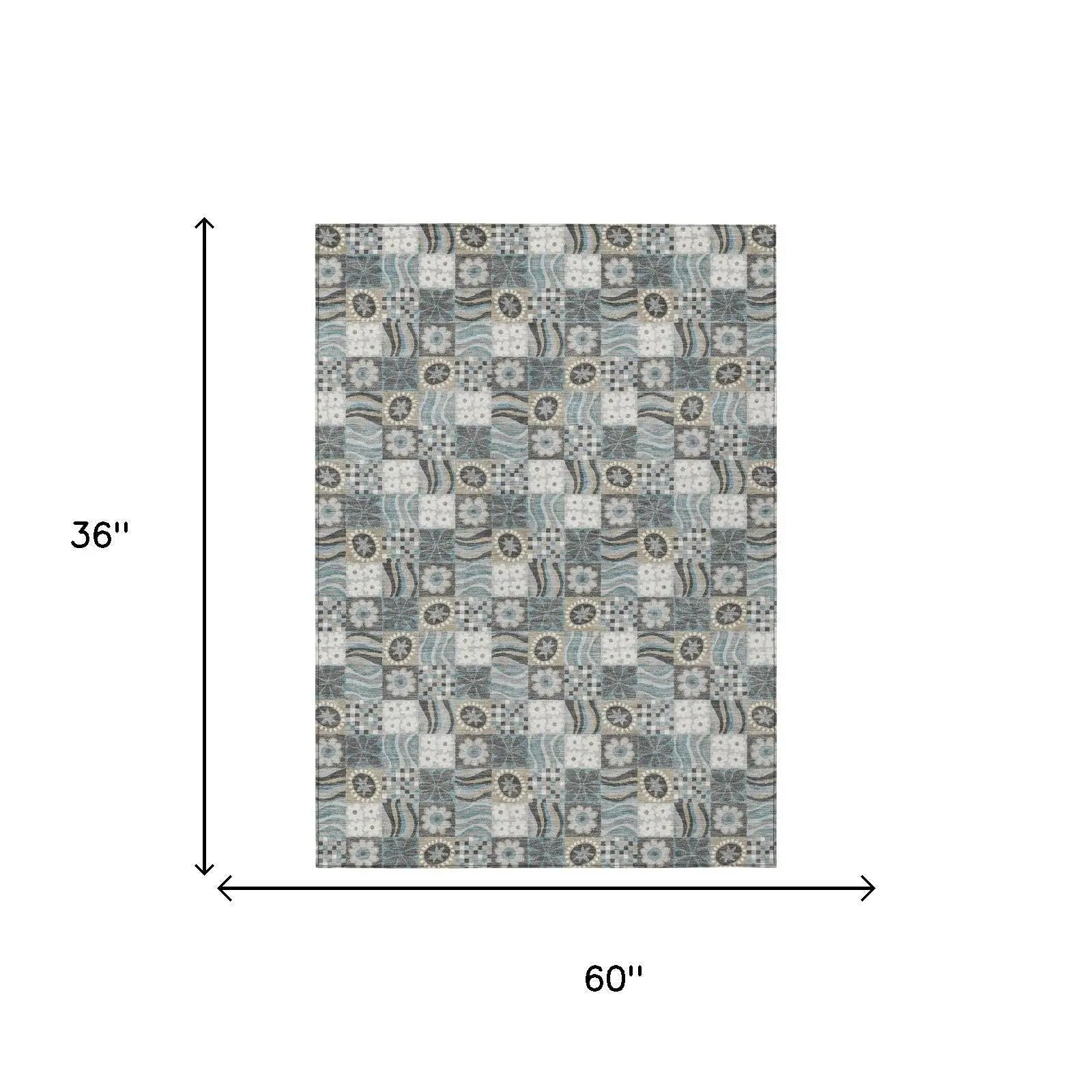 3' X 5' Gray And Silver Floral Washable Indoor Outdoor Area Rug Homeroots Outdoor