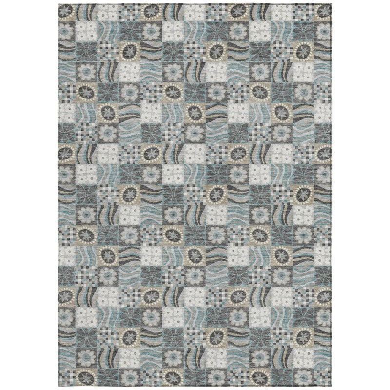 3' X 5' Gray And Silver Floral Washable Indoor Outdoor Area Rug Homeroots Outdoor