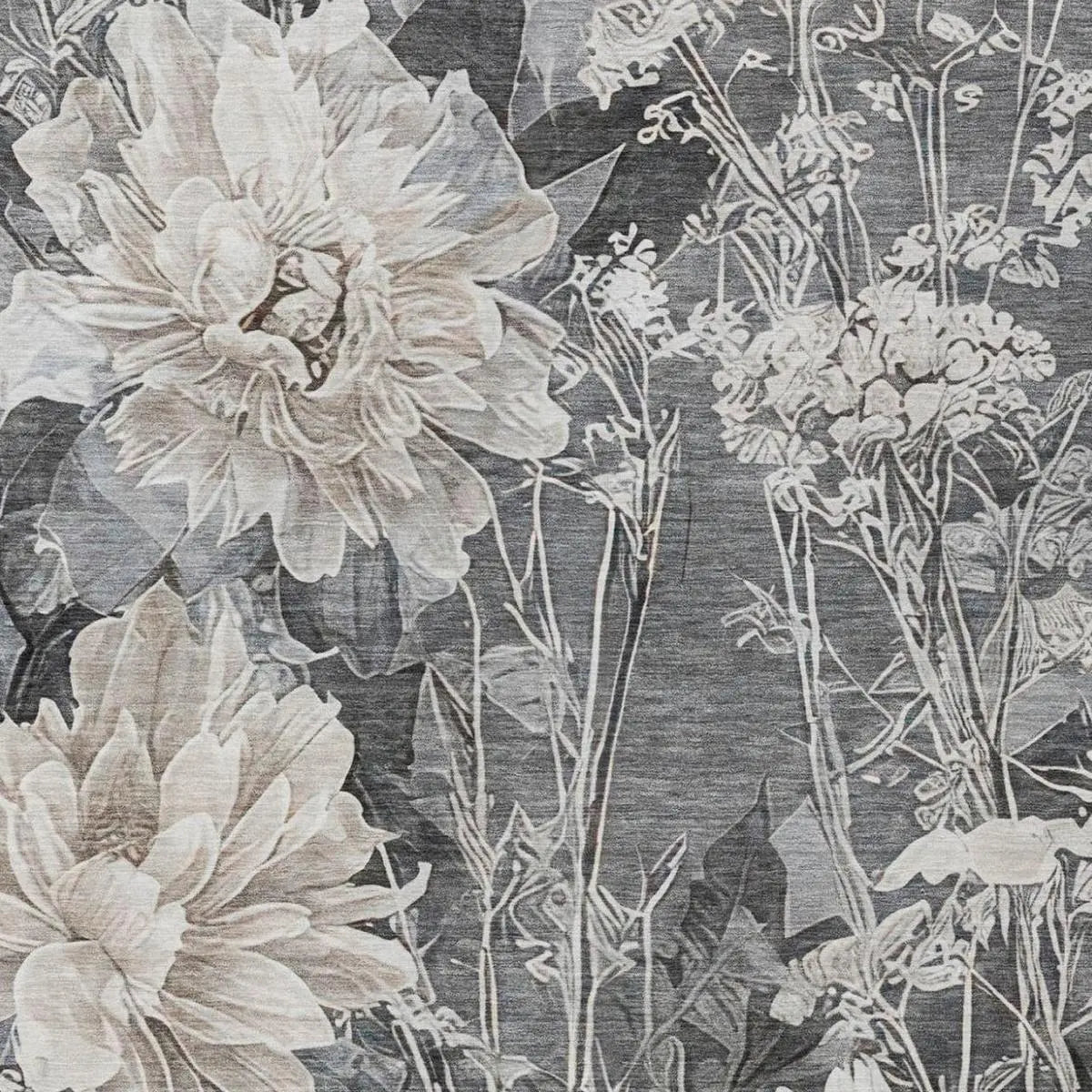 3' X 5' Gray And Silver Floral Washable Indoor Outdoor Area Rug Homeroots Outdoor
