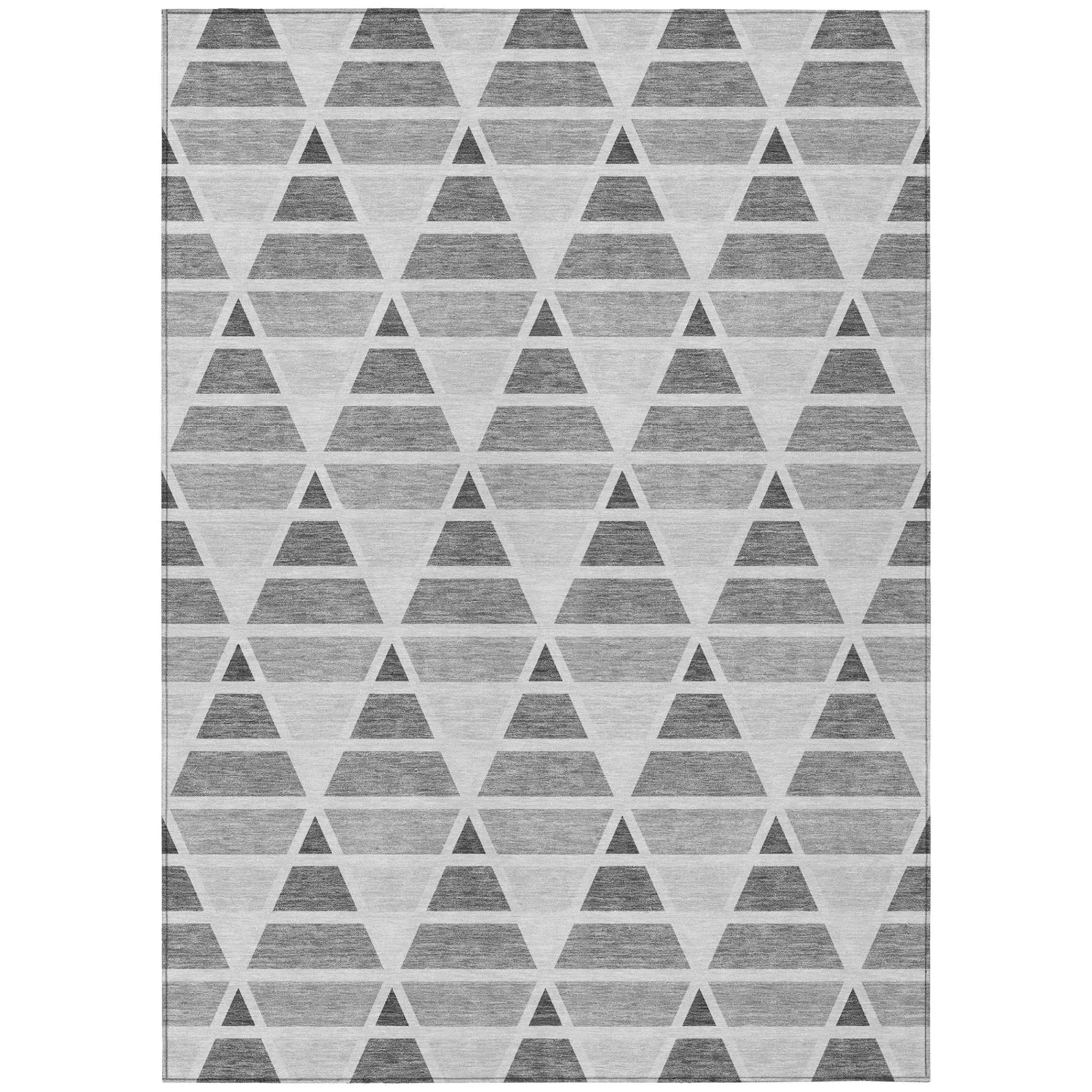 3' X 5' Gray And Silver Geometric Washable Indoor Outdoor Area Rug Homeroots Outdoor