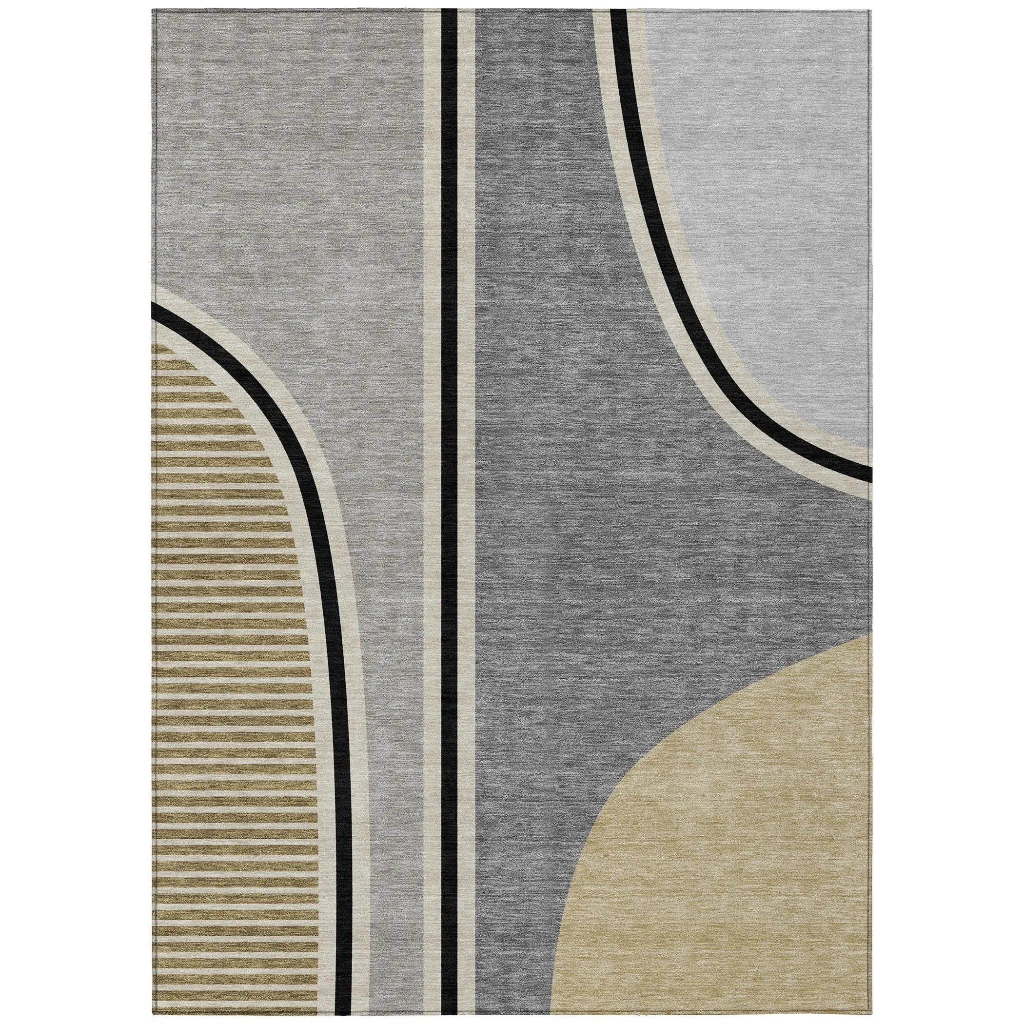 3' X 5' Gray And Silver Geometric Washable Indoor Outdoor Area Rug Homeroots Outdoor