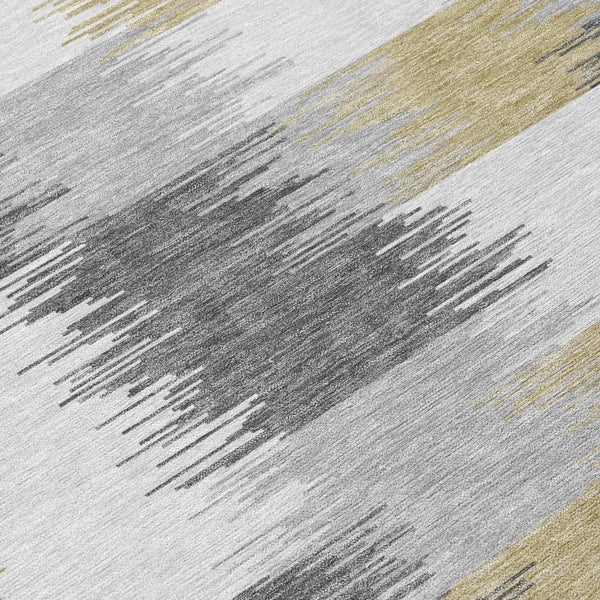 3' X 5' Gray And Silver Geometric Washable Indoor Outdoor Area Rug Homeroots Outdoor