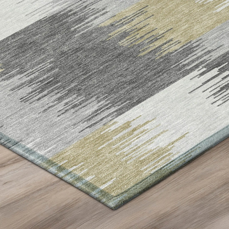 3' X 5' Gray And Silver Geometric Washable Indoor Outdoor Area Rug Homeroots Outdoor
