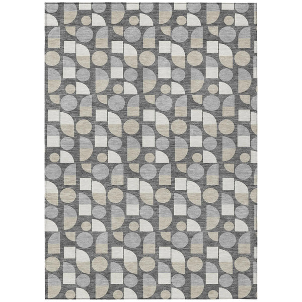 3' X 5' Gray And Silver Geometric Washable Indoor Outdoor Area Rug Homeroots Outdoor