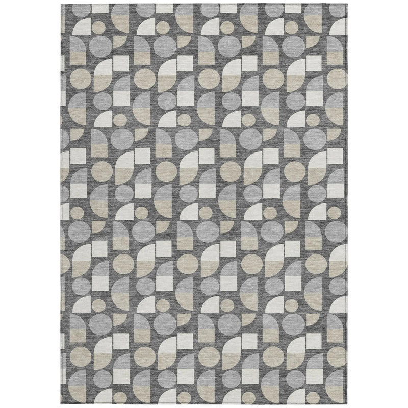 3' X 5' Gray And Silver Geometric Washable Indoor Outdoor Area Rug Homeroots Outdoor