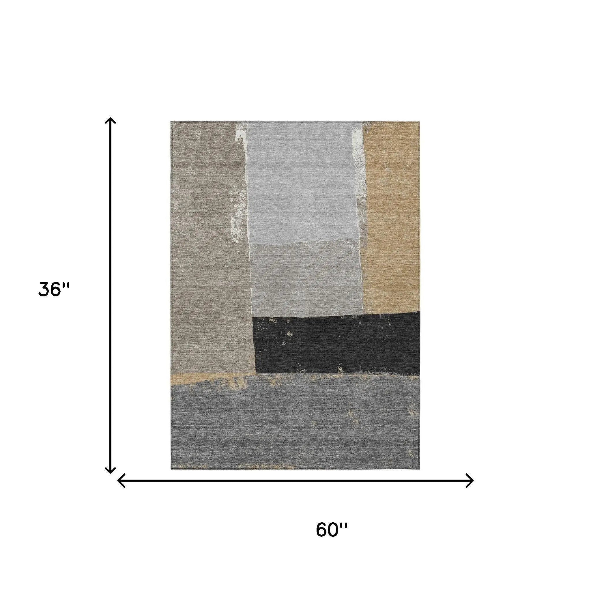 3' X 5' Gray And Silver Geometric Washable Indoor Outdoor Area Rug Homeroots Outdoor