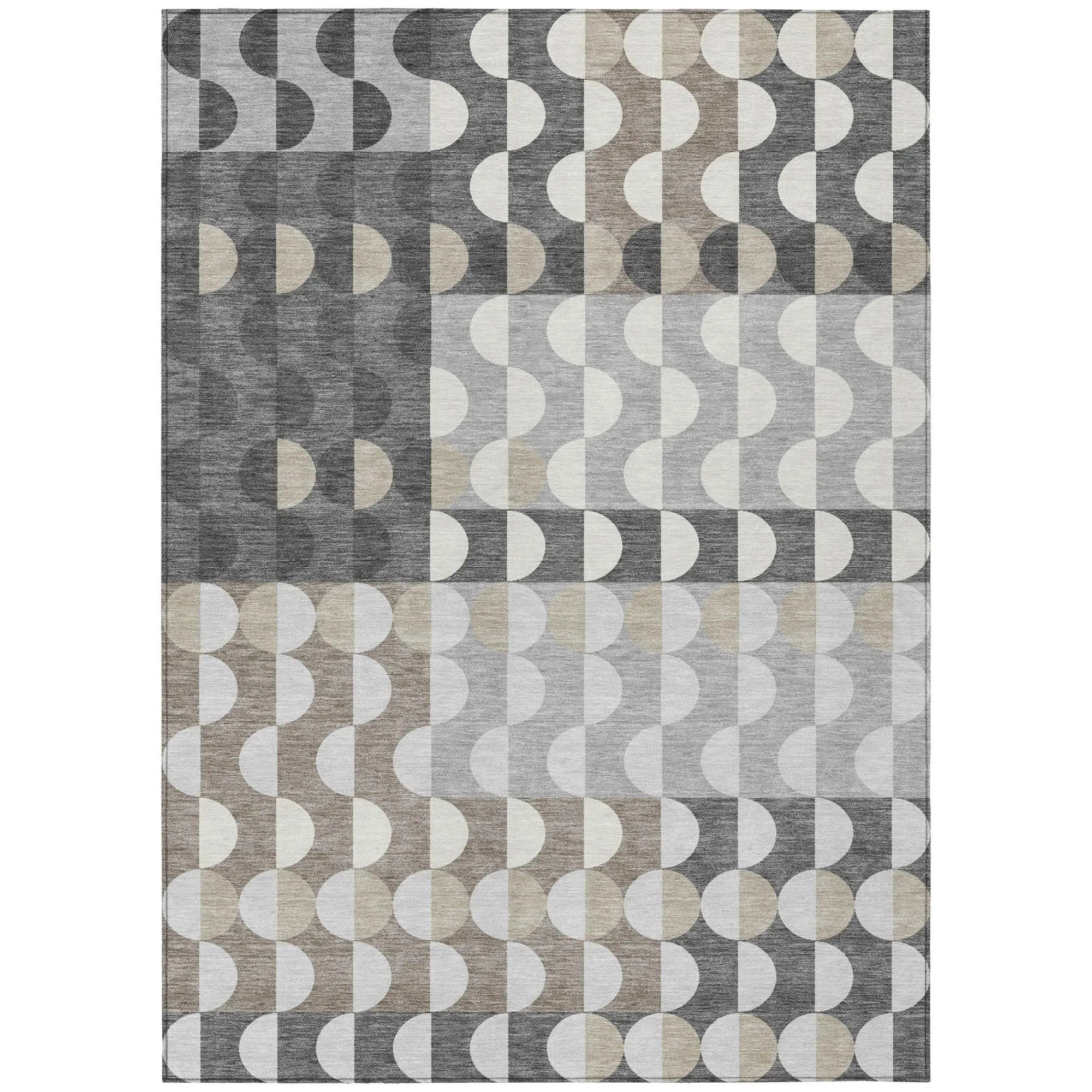 3' X 5' Gray And Silver Geometric Washable Indoor Outdoor Area Rug Homeroots Outdoor