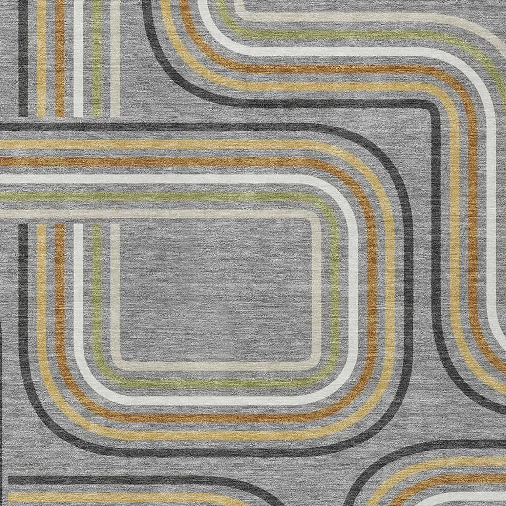 3' X 5' Gray And Silver Geometric Washable Indoor Outdoor Area Rug Homeroots Outdoor