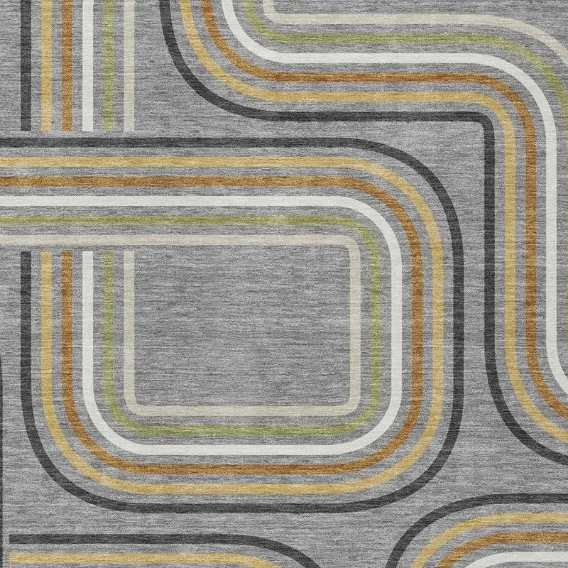 3' X 5' Gray And Silver Geometric Washable Indoor Outdoor Area Rug Homeroots Outdoor