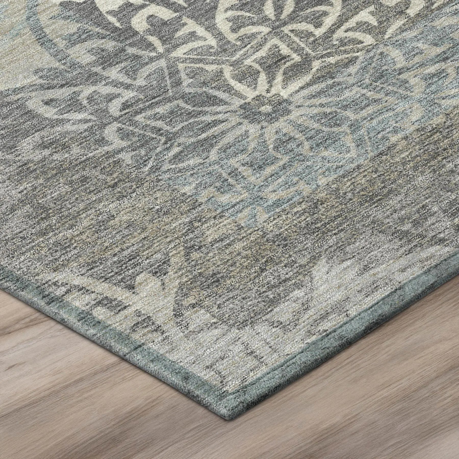 3' X 5' Gray And Silver Oriental Washable Indoor Outdoor Area Rug Homeroots Outdoor