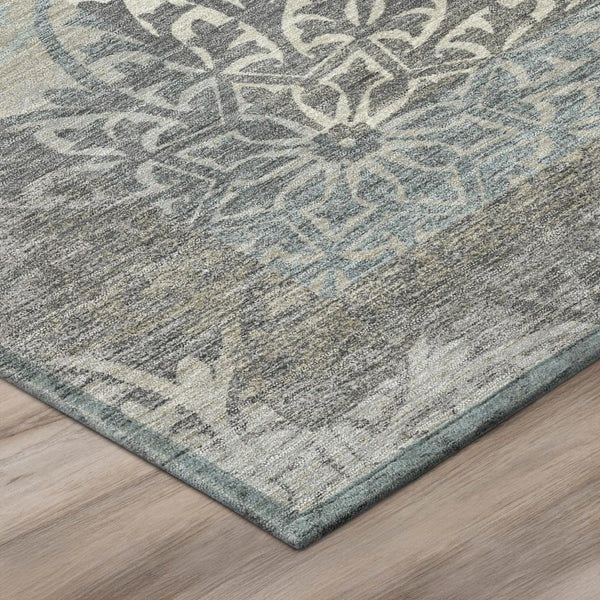 3' X 5' Gray And Silver Oriental Washable Indoor Outdoor Area Rug Homeroots Outdoor