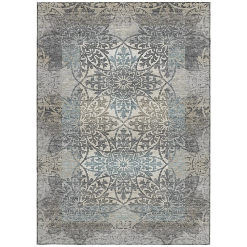 3' X 5' Gray And Silver Oriental Washable Indoor Outdoor Area Rug Homeroots Outdoor