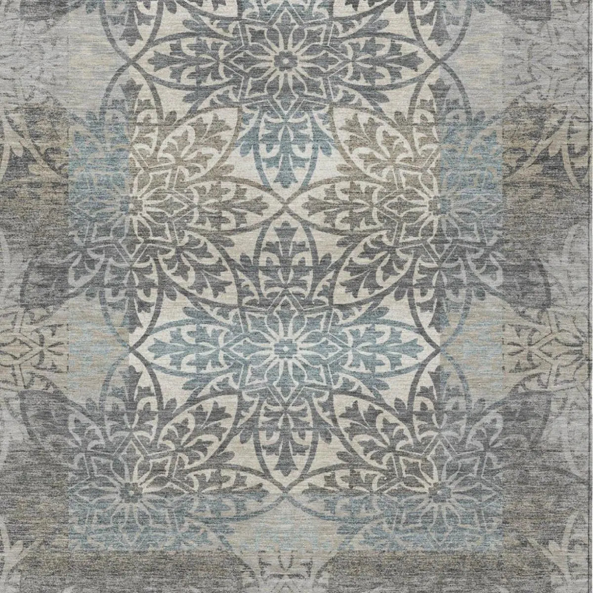 3' X 5' Gray And Silver Oriental Washable Indoor Outdoor Area Rug Homeroots Outdoor