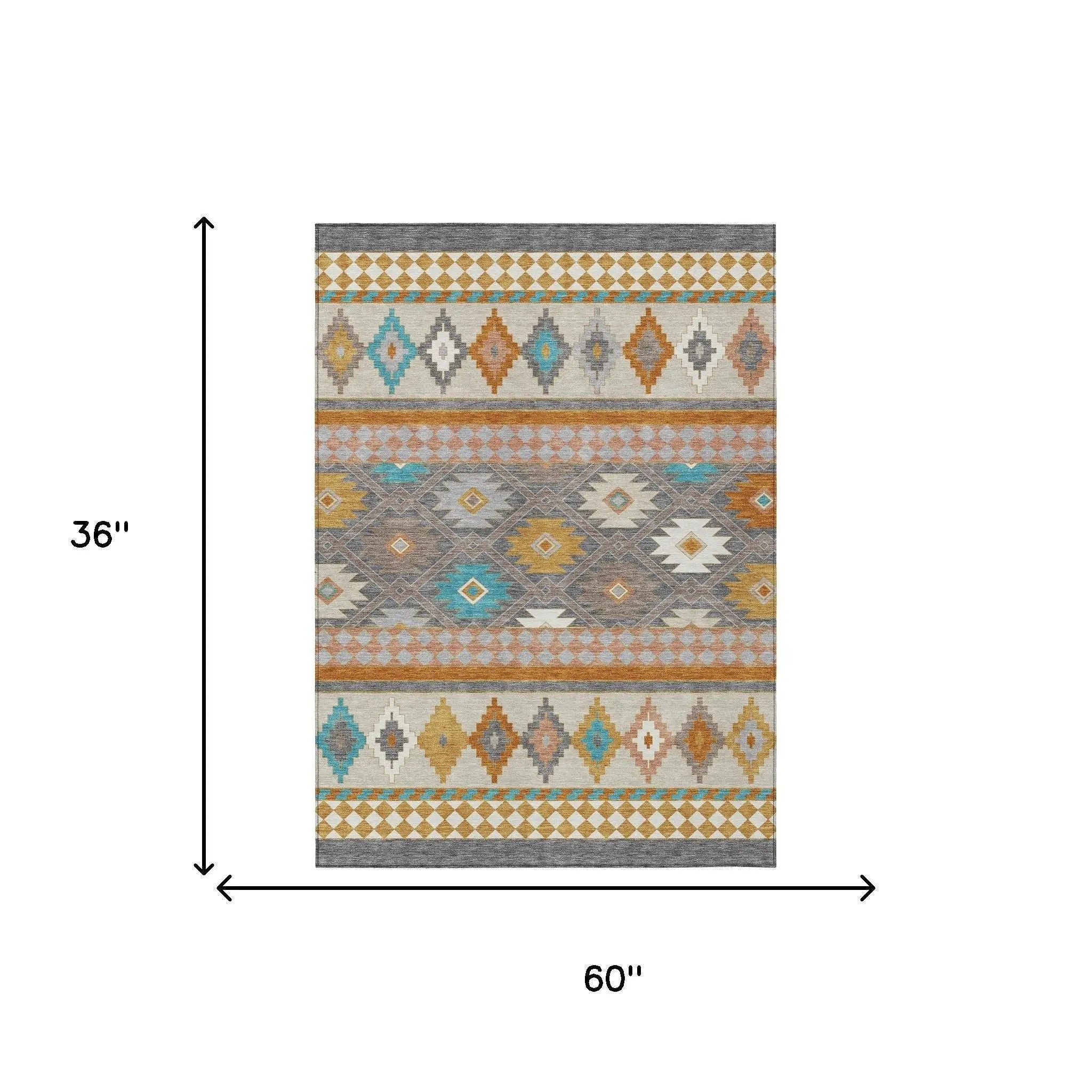 3' X 5' Gray And Silver Southwestern Washable Indoor Outdoor Area Rug Homeroots Outdoor
