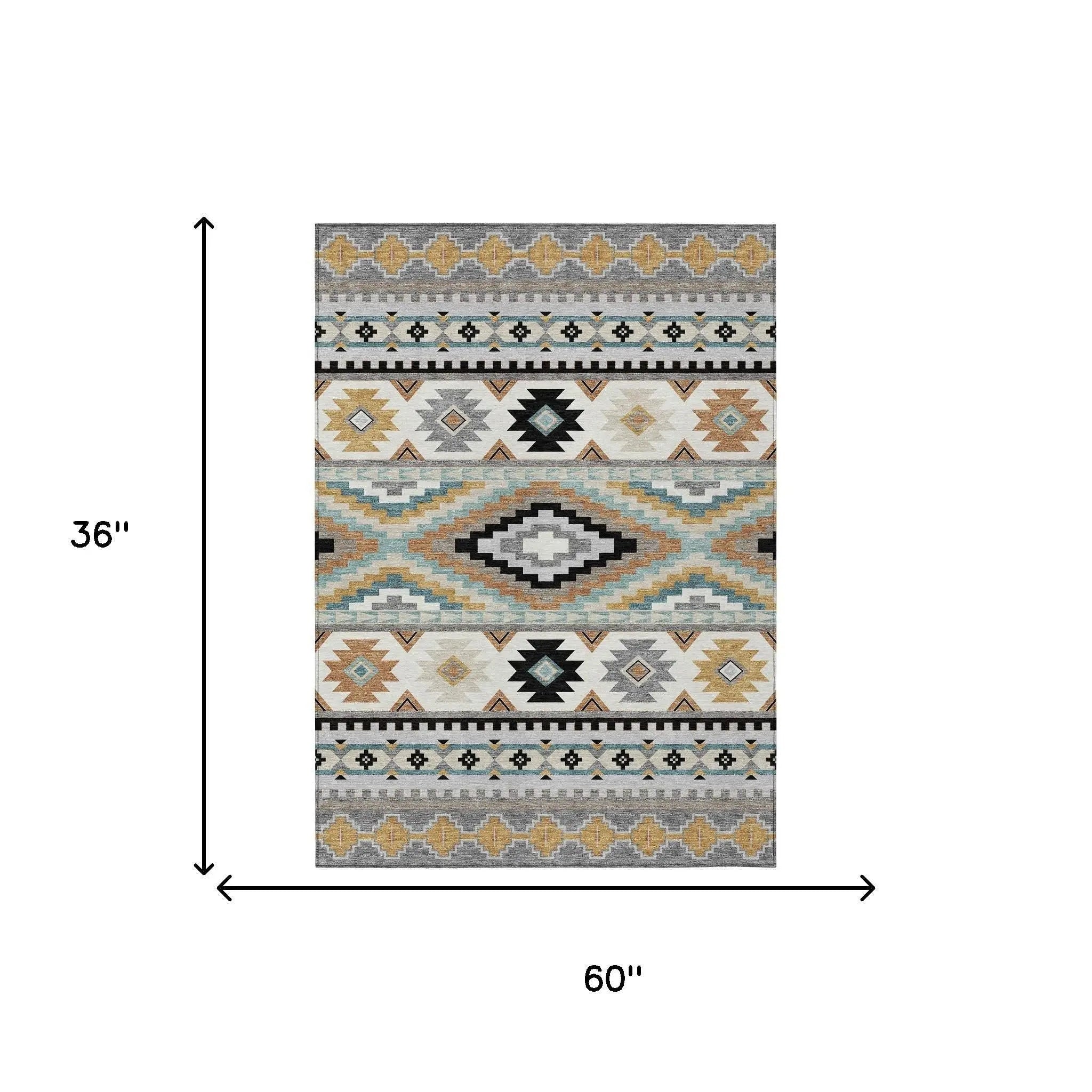 3' X 5' Gray And Silver Southwestern Washable Indoor Outdoor Area Rug Homeroots Outdoor