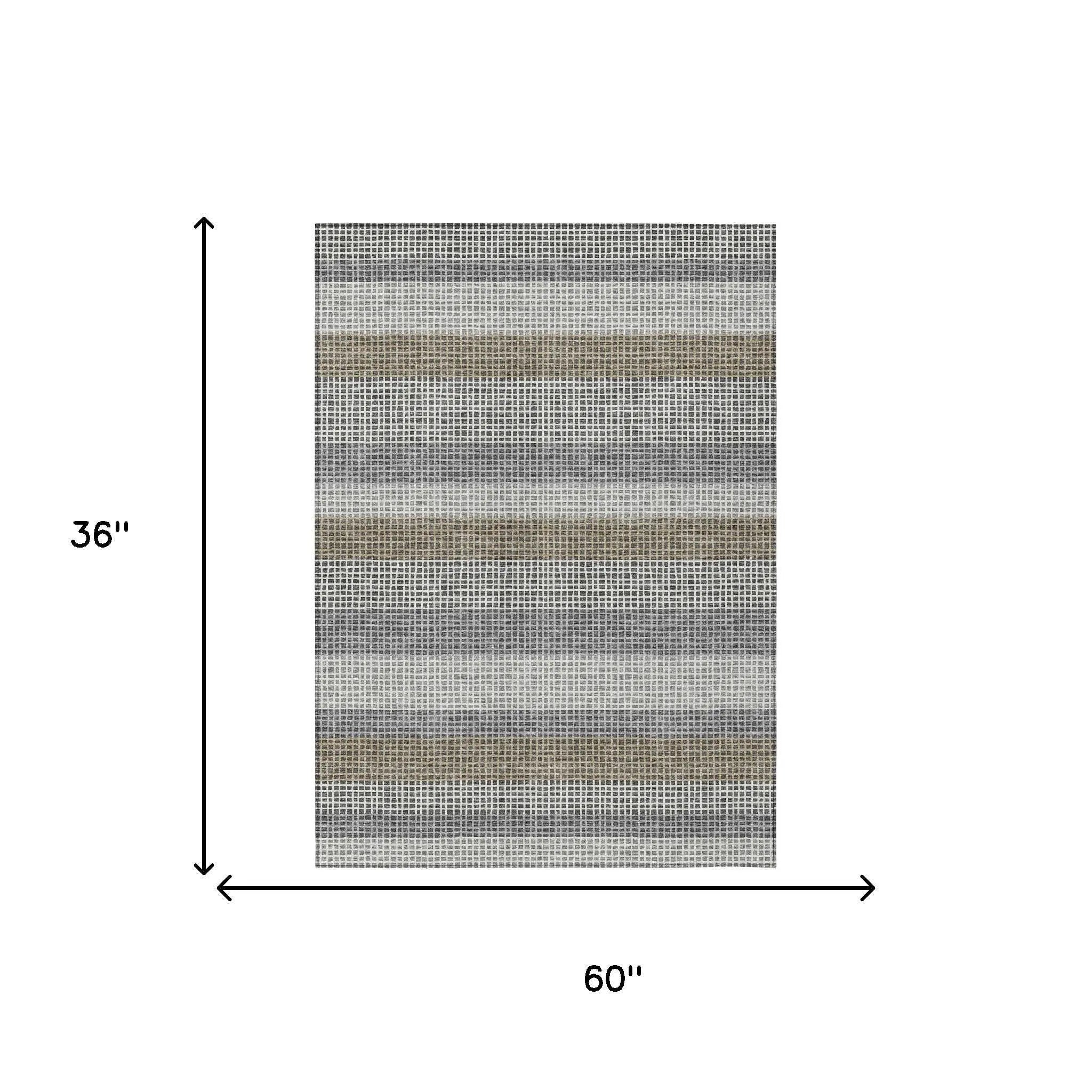 3' X 5' Gray And Silver Striped Washable Indoor Outdoor Area Rug Homeroots Outdoor