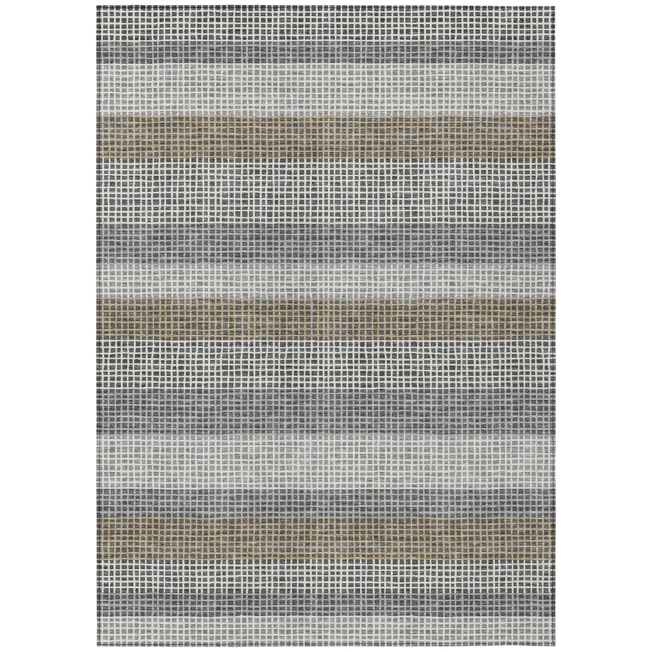 3' X 5' Gray And Silver Striped Washable Indoor Outdoor Area Rug Homeroots Outdoor