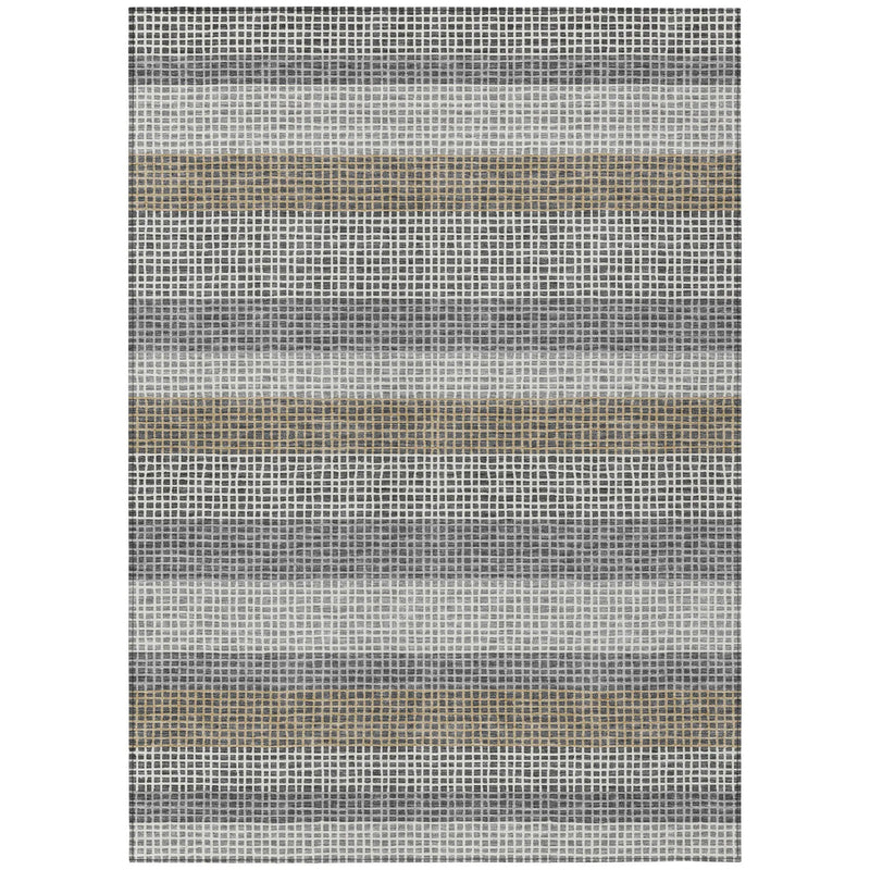 3' X 5' Gray And Silver Striped Washable Indoor Outdoor Area Rug Homeroots Outdoor
