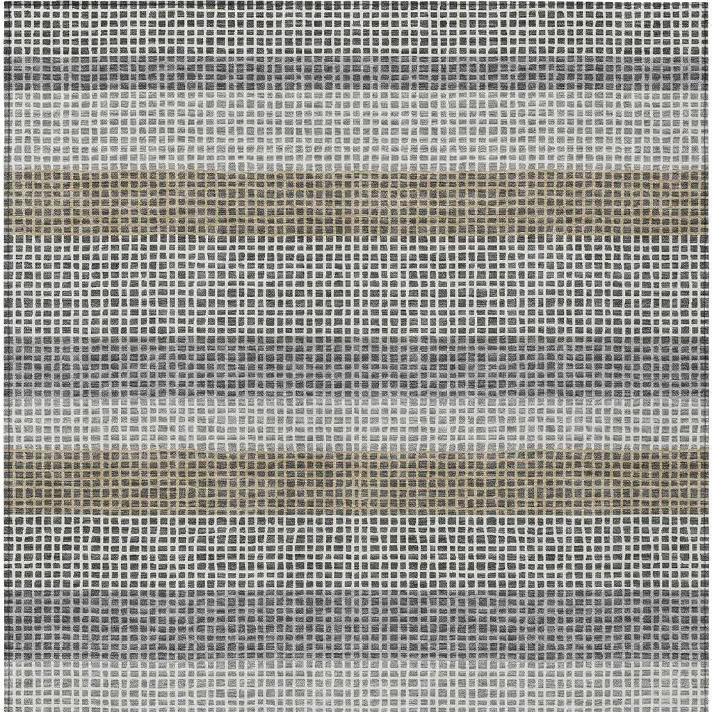 3' X 5' Gray And Silver Striped Washable Indoor Outdoor Area Rug Homeroots Outdoor