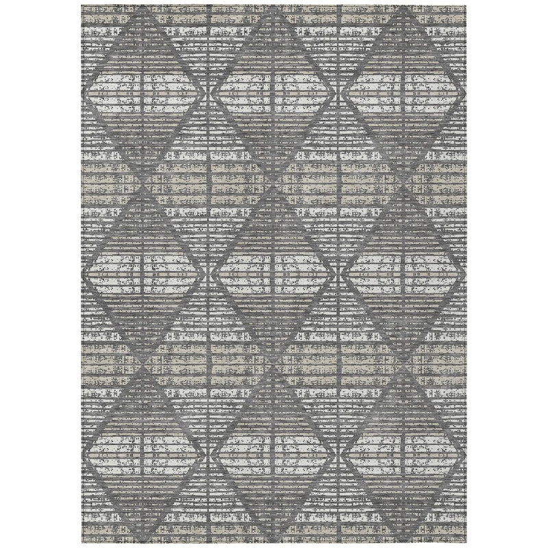 3' X 5' Gray And Taupe Geometric Washable Indoor Outdoor Area Rug Homeroots Outdoor