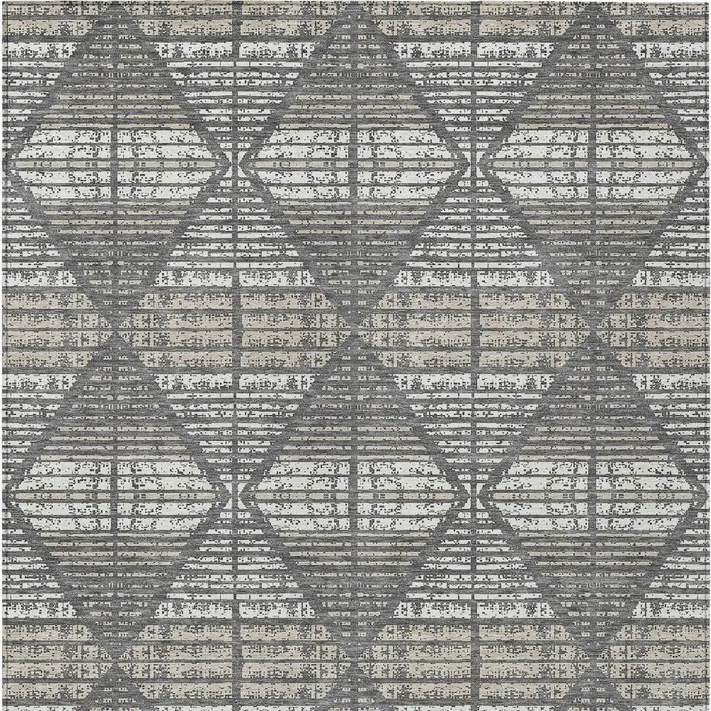 3' X 5' Gray And Taupe Geometric Washable Indoor Outdoor Area Rug Homeroots Outdoor