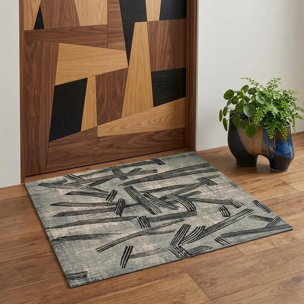 3' X 5' Gray And White Abstract Washable Area Rug With UV Protection Homeroots Home Decor