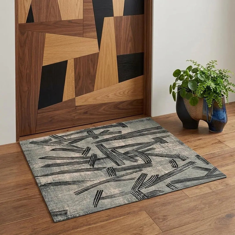 3' X 5' Gray And White Abstract Washable Area Rug With UV Protection Homeroots Home Decor