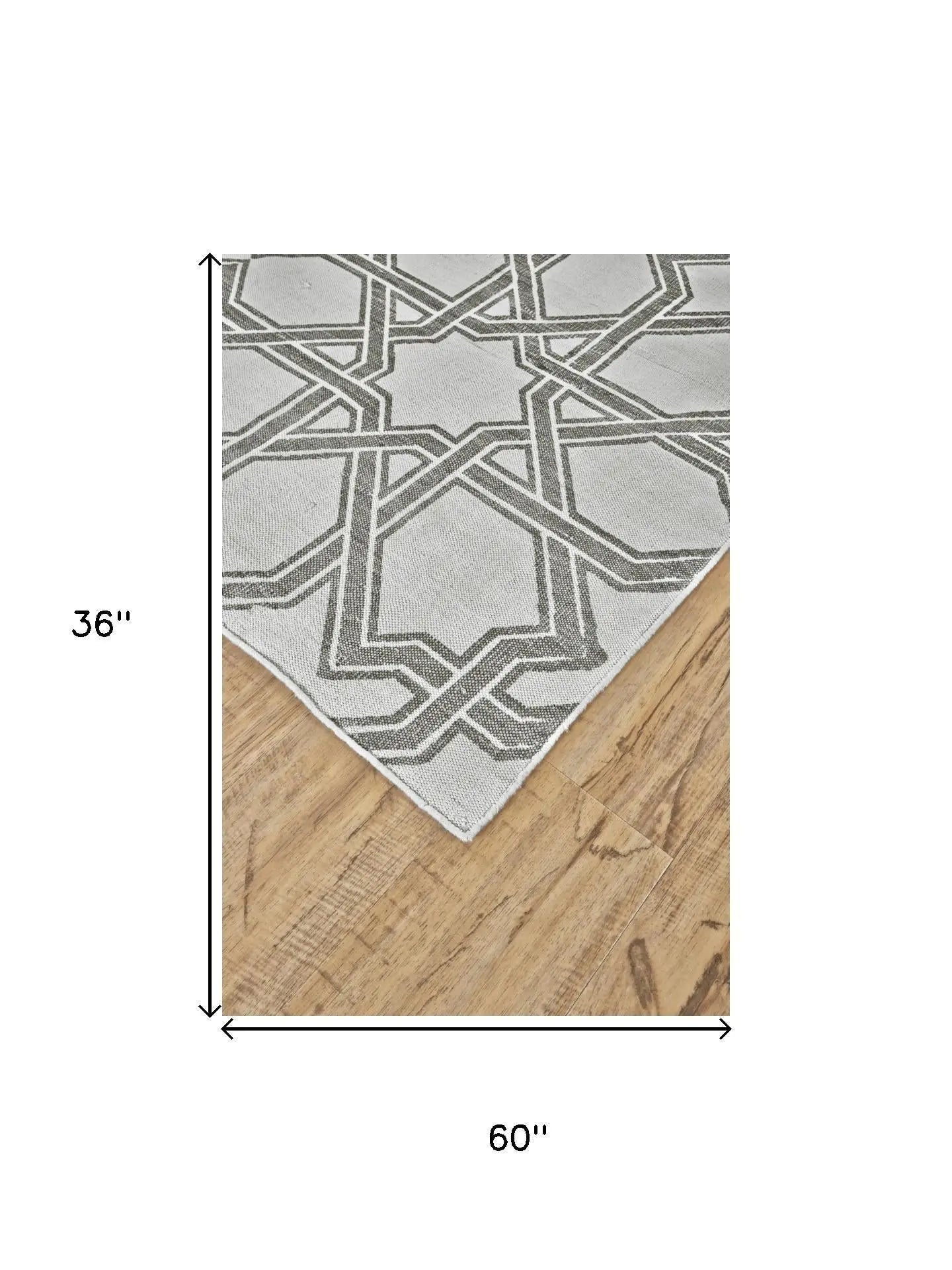 3' X 5' Gray And White Geometric Hand Woven Area Rug Homeroots Home Decor
