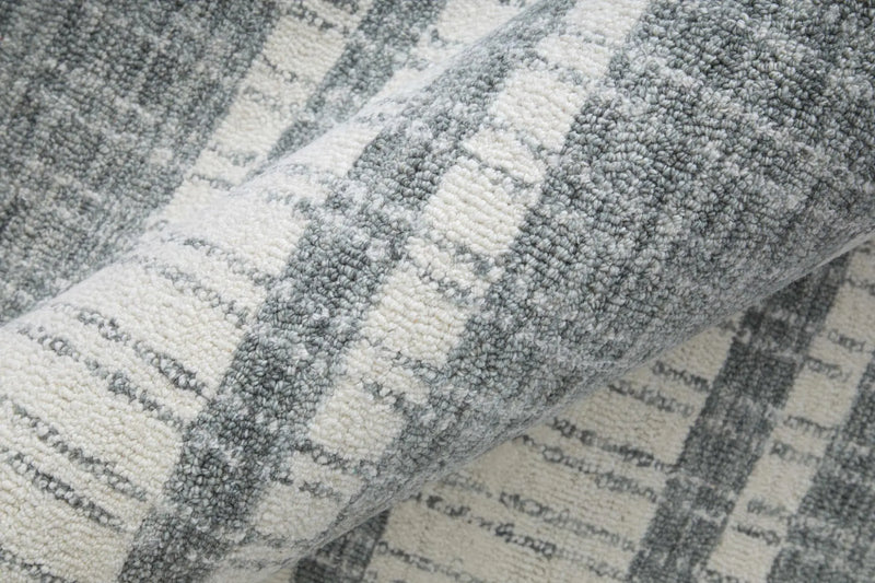 3' X 5' Gray And White Wool Striped Hand Tufted Area Rug Homeroots Home Decor