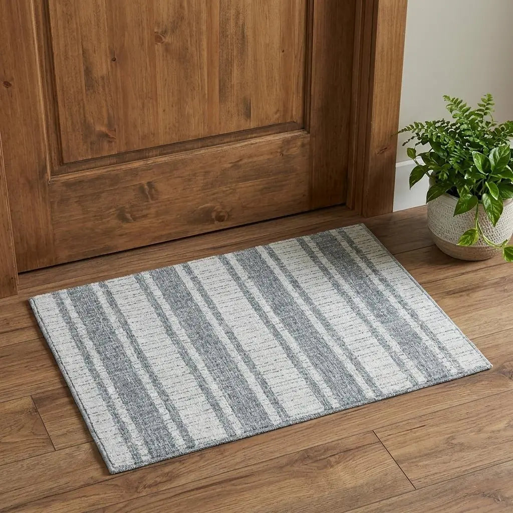 3' X 5' Gray And White Wool Striped Hand Tufted Area Rug Homeroots Home Decor