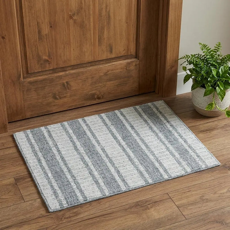 3' X 5' Gray And White Wool Striped Hand Tufted Area Rug Homeroots Home Decor