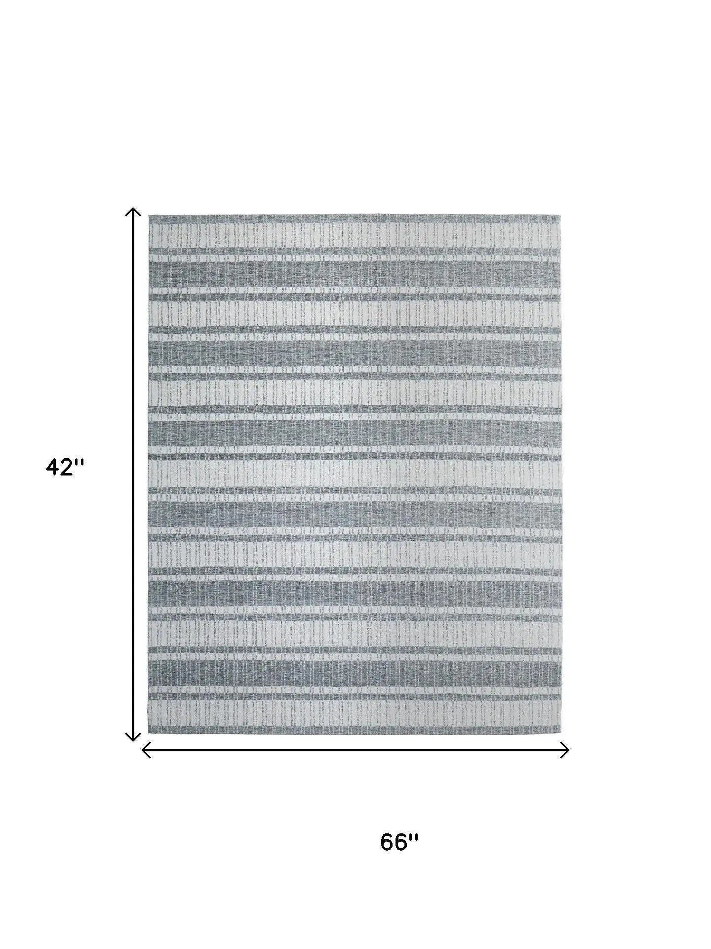 3' X 5' Gray And White Wool Striped Hand Tufted Area Rug Homeroots Home Decor