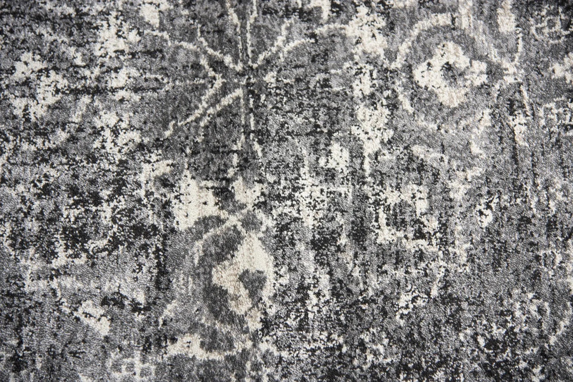 3' X 5' Gray Black Dark Gray And Ivory Medallion Area Rug Homeroots Home Decor