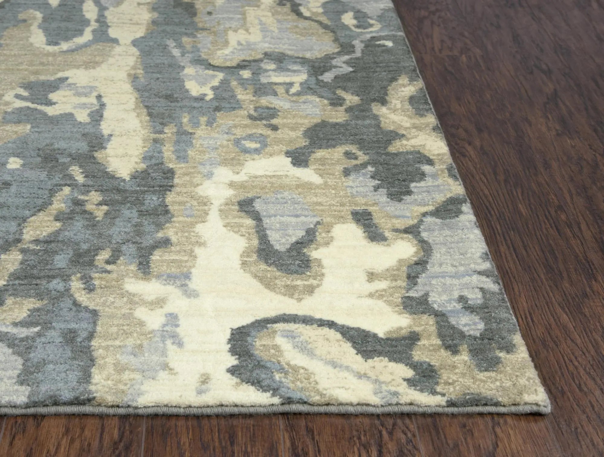 3' X 5' Gray Cream Yellow And Teal New Zealand Lambs Wool Abstract Hand Carved Handmade Area Rug Homeroots Home Decor