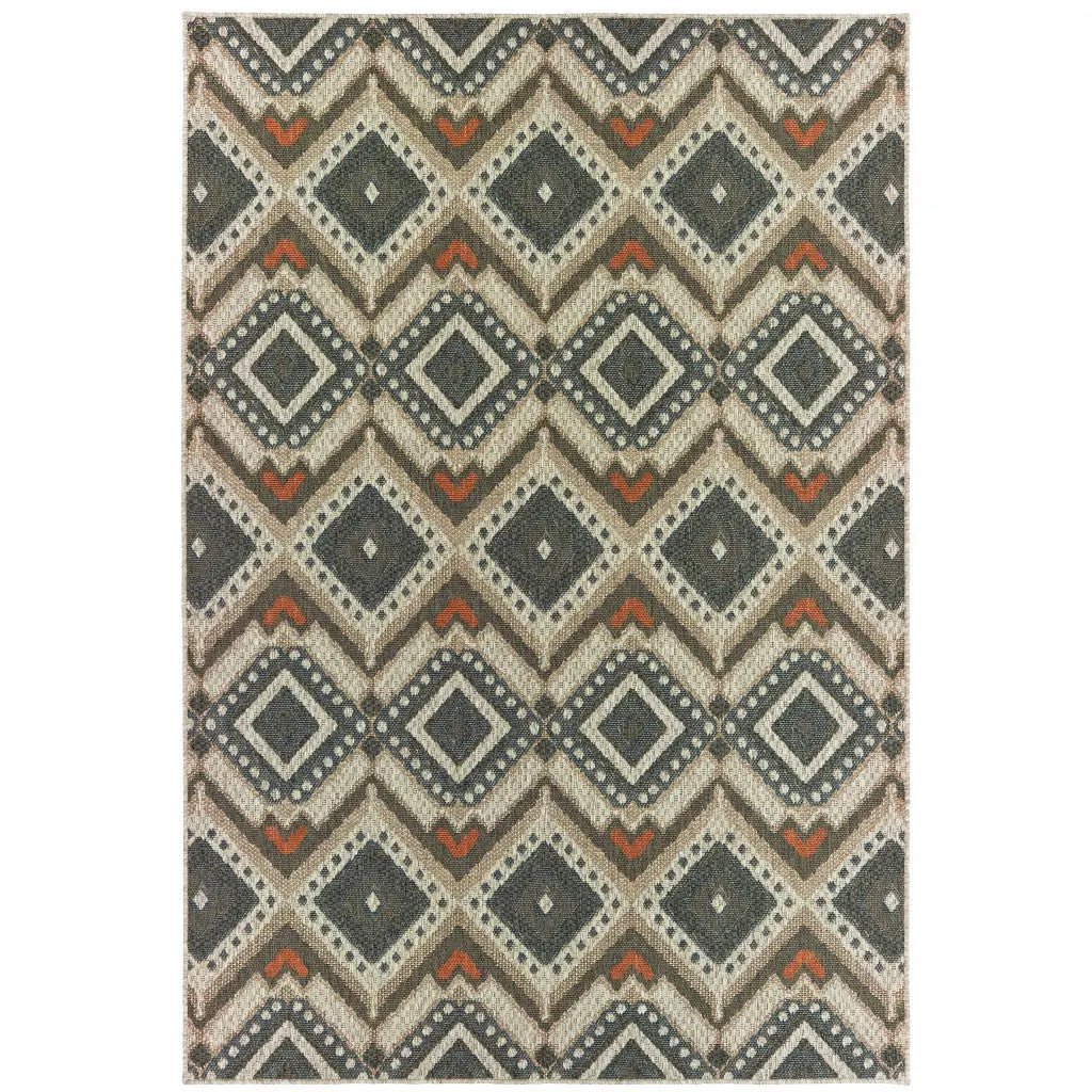 3' X 5' Gray Geometric Stain Resistant Indoor Outdoor Area Rug Homeroots Outdoor