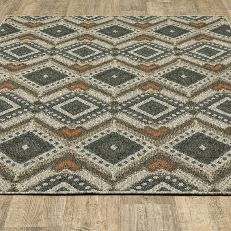 3' X 5' Gray Geometric Stain Resistant Indoor Outdoor Area Rug Homeroots Outdoor