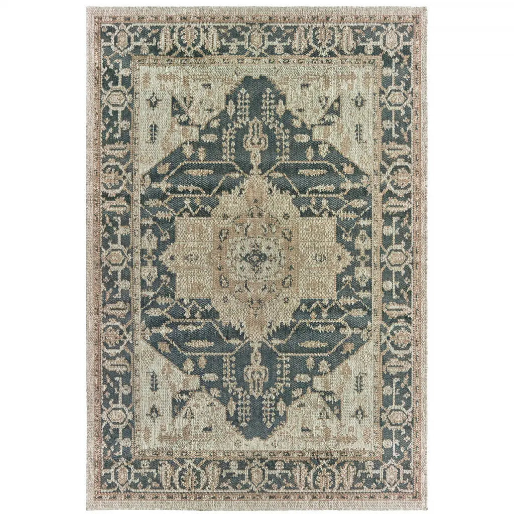 3' X 5' Gray Oriental Stain Resistant Indoor Outdoor Area Rug Homeroots Outdoor