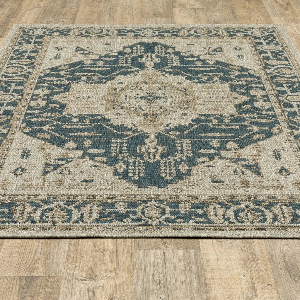 3' X 5' Gray Oriental Stain Resistant Indoor Outdoor Area Rug Homeroots Outdoor