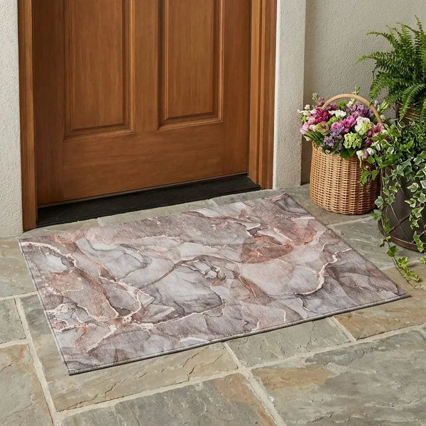 3' X 5' Gray and Red Abstract Washable Non Skid Indoor Outdoor Area Rug Homeroots Outdoor