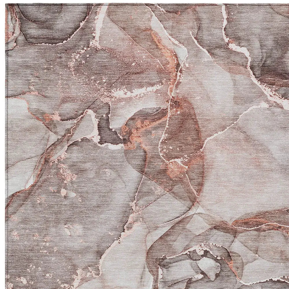 3' X 5' Gray and Red Abstract Washable Non Skid Indoor Outdoor Area Rug Homeroots Outdoor