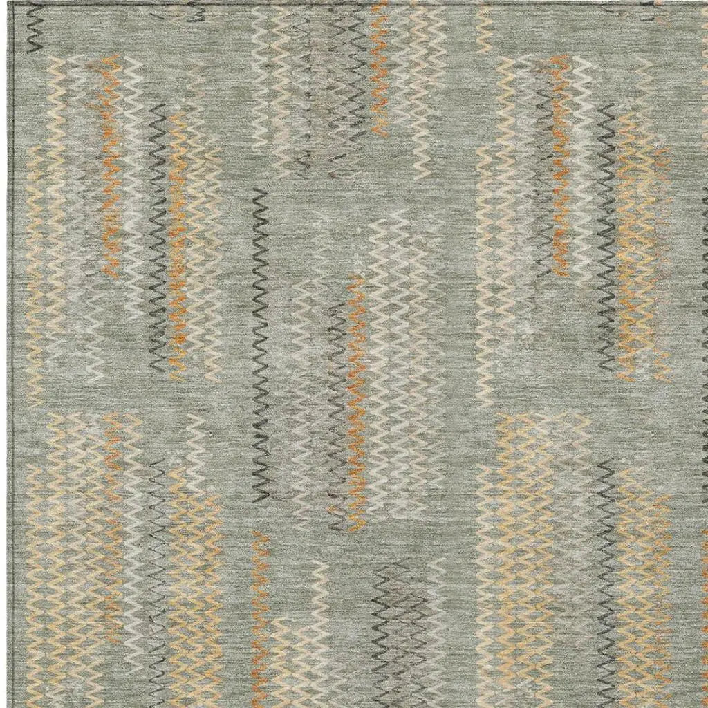 3' X 5' Green And Beige Abstract Washable Indoor Outdoor Area Rug Homeroots Outdoor