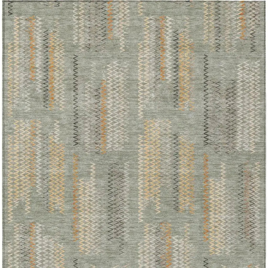 3' X 5' Green And Beige Abstract Washable Indoor Outdoor Area Rug Homeroots Outdoor