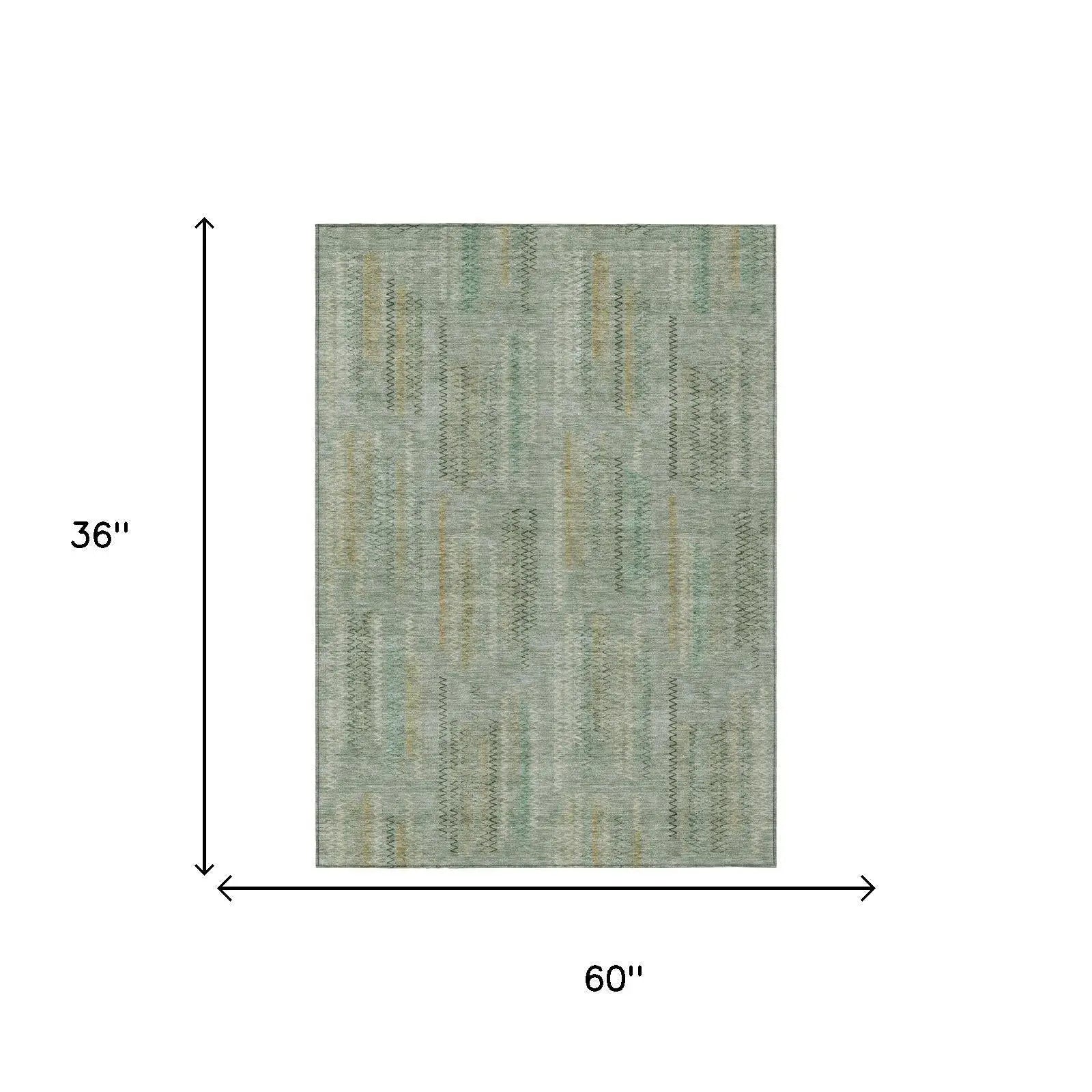 3' X 5' Green And Beige Abstract Washable Indoor Outdoor Area Rug Homeroots Outdoor